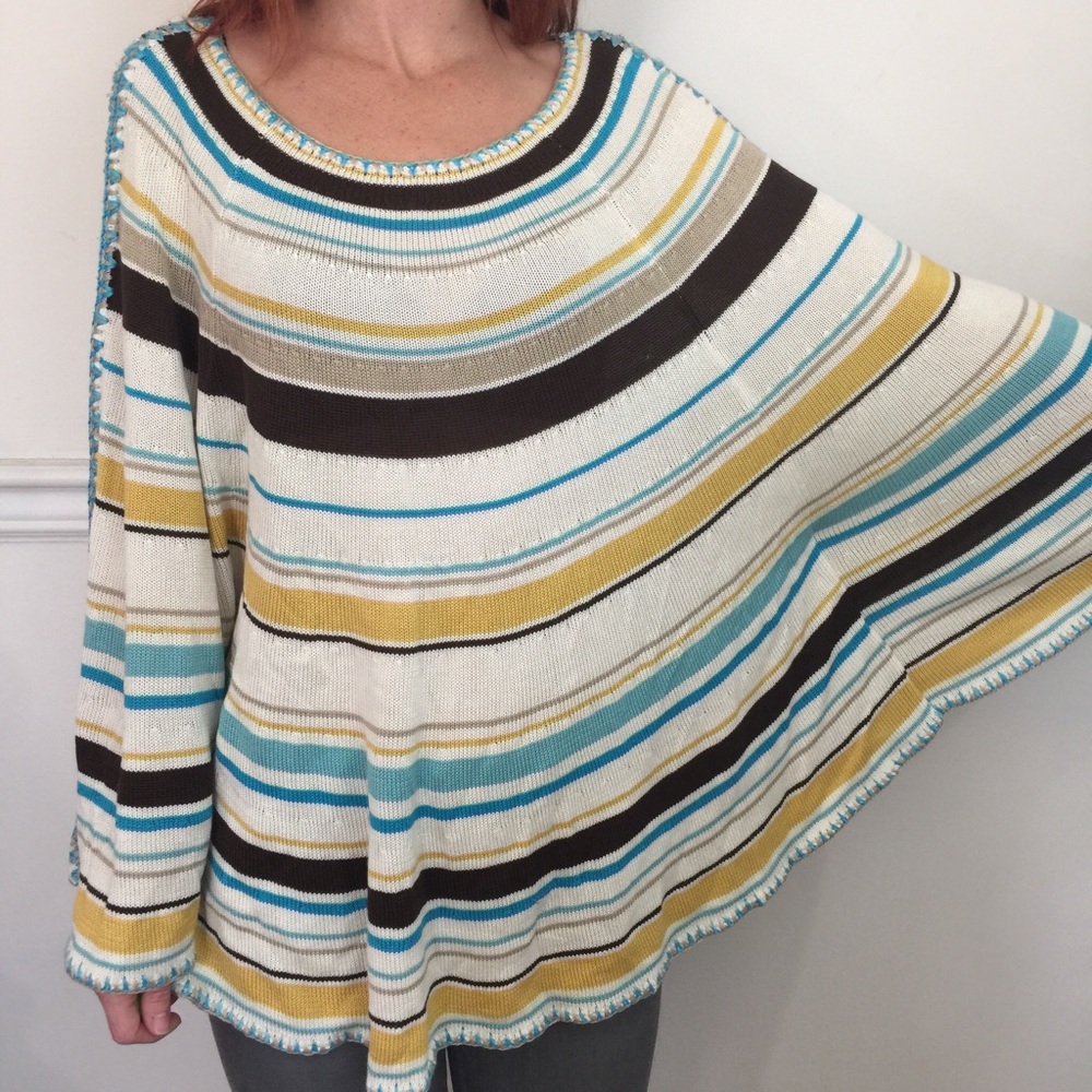 Calypso St. Barth Silk Stripe Poncho Shirt Top